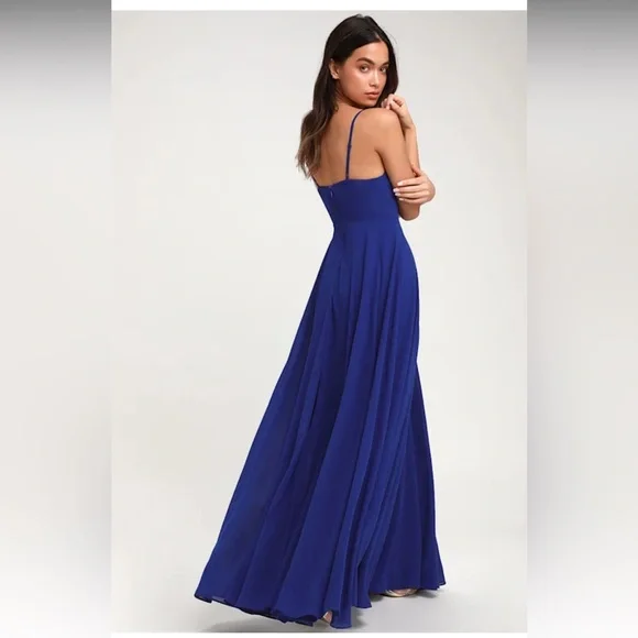 Lulus Royal Blue Maxi Dress - Bridesmaid, Wedding Guest, Formal Gown! - Picture 3 of 7